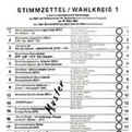 Stimmzettel für den Wahlkreis1 (Berlin) zur Wahl der DDR-Volkskammer am 18. März 1990