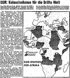 DDR - Honecker liefert Waffen an Jassir Arafats PLO, Syrien, Libyen, Libanon, Jemen und die NVA bildet aus. Hier besteht auch die Verbindung zur RAF - Bader Meinhof Gruppe die auch in der DDR Unterschlupf fand und vom MfS an Panzerfuste ausgebildet wurde.